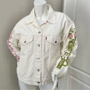 Levi’s White Stonewash 90s Crazy Legs Trucker Jacket Women’s Sz M